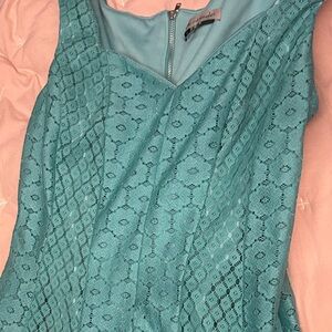 Danny & Nicole Aqua Lace layered Dress